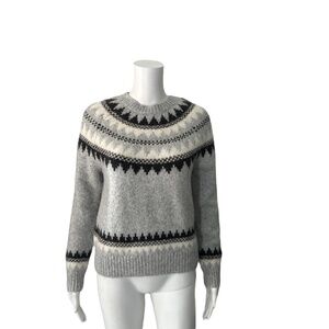 $950 Nili Lotan Madelene Gray Fair Isle Sweater Size XS